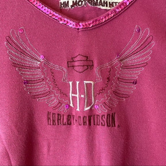 Harley-Davidson 3/4 sleeve women’s tee, size large, rose pink - Picture 2 of 5